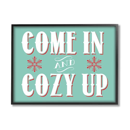 Stupell Industries Come In & Cozy Up Snowflake Phrase Framed Giclee Art